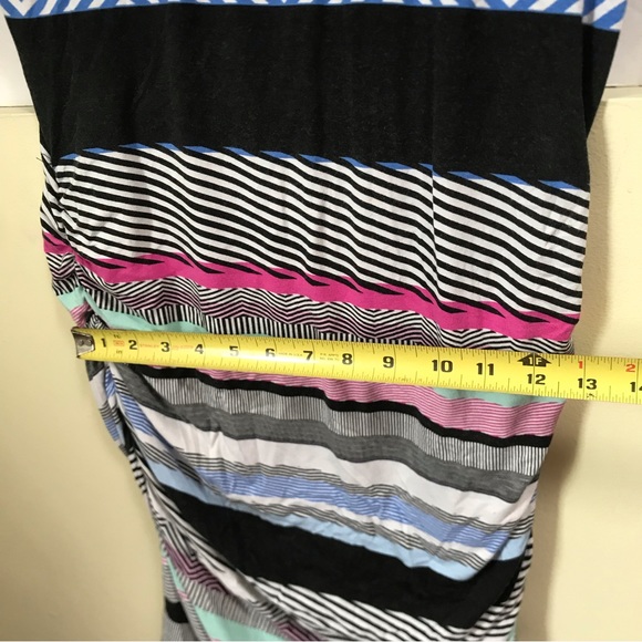 KUT from The Kloth NEW Jersey Ruched Stretch Striped Midi Dress Minimalist Lined - Picture 15 of 16